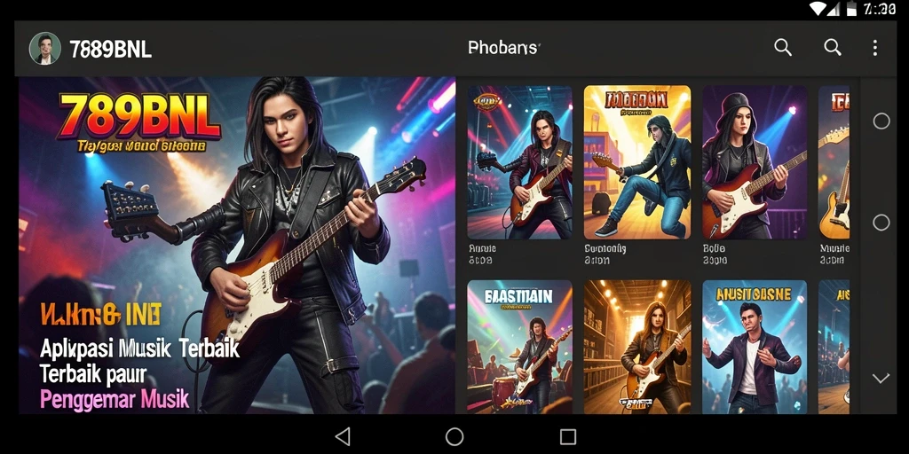 Tampilan screenshot utama 789BNL menampilkan antarmuka pengguna yang menarik saat mendengarkan musik.
