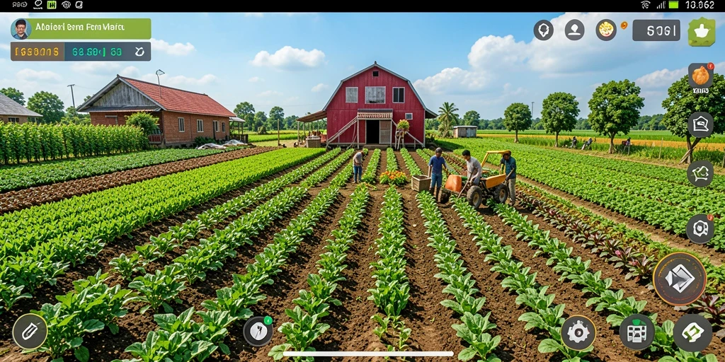 Screenshot gameplay ADG62 menampilkan aktivitas bertani yang seru.