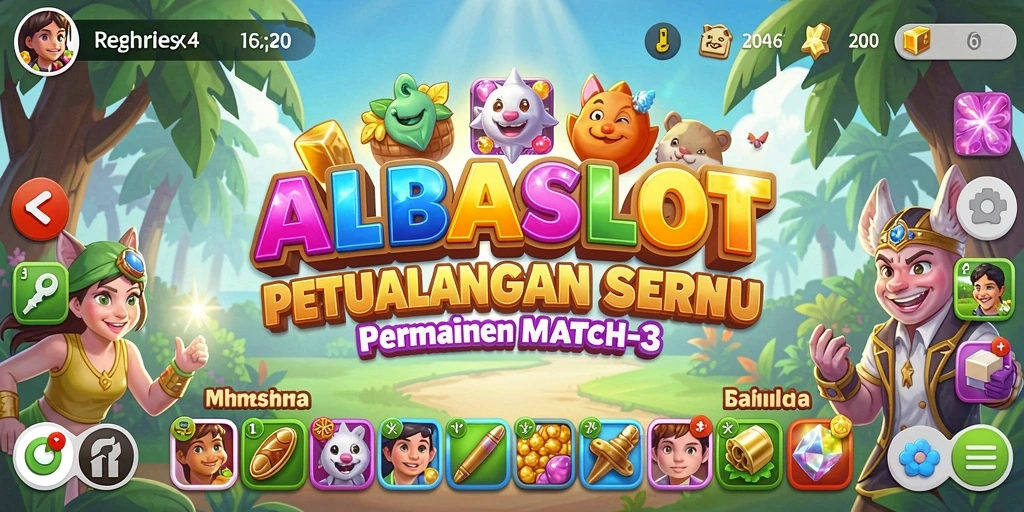 Tampilan permainan ALBASLOT yang seru dalam aksi Match-3.