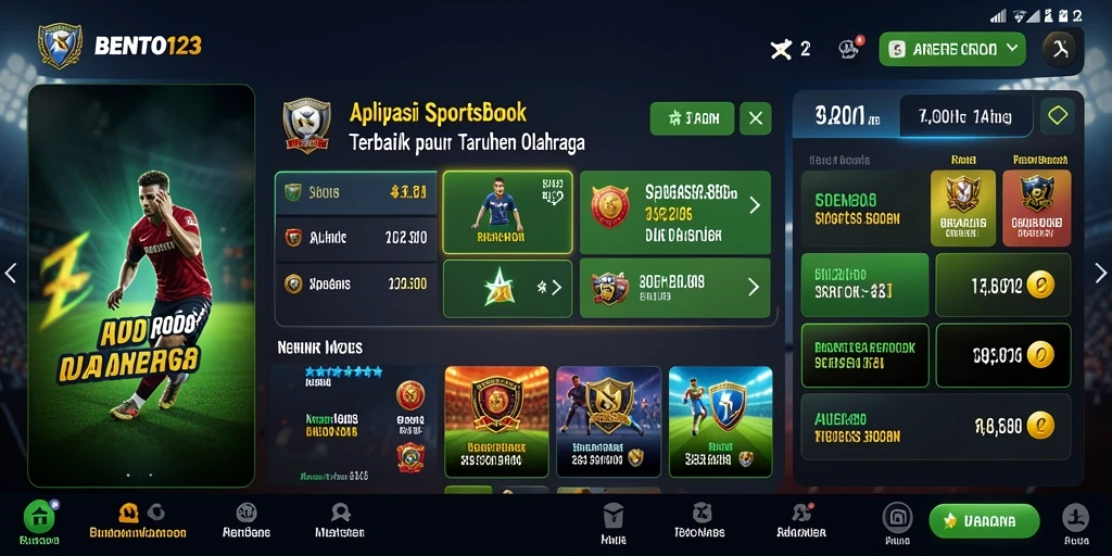 Screenshot dari tampilan utama BENTO123 yang menunjukkan berbagai jenis taruhan olahraga.