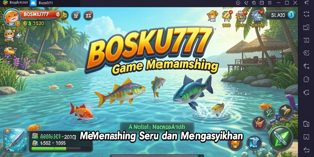 Tampilan gameplay seru BOSKU777 saat menangkap ikan di laut.