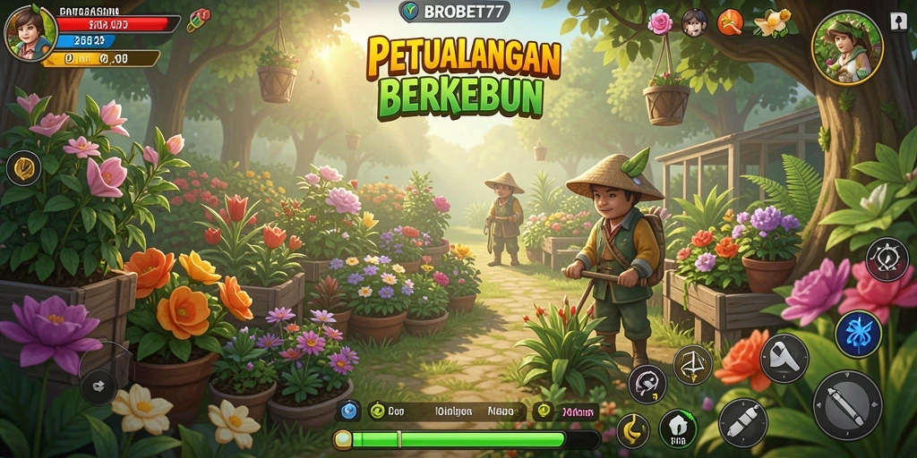 Gameplay BROBET77 yang menyenangkan dengan kebun yang indah.