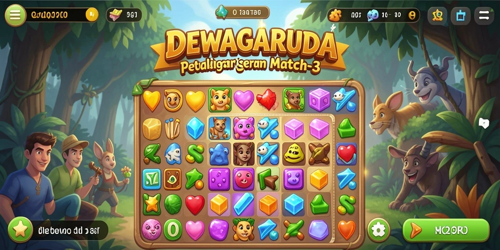 Tampilan screenshot DEWAGARUDA menampilkan momen seru gameplay Match-3.