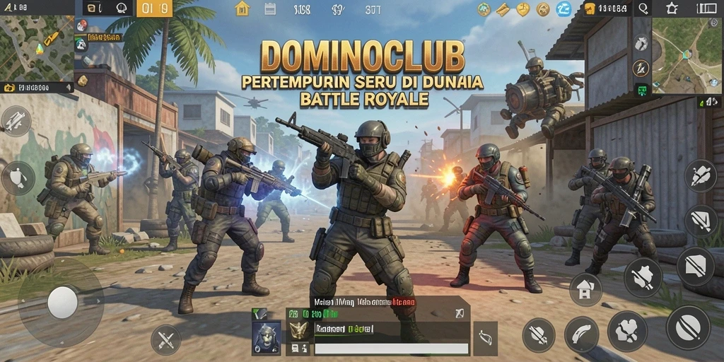 Screenshot DOMINOCLUB menampilkan aksi epik dan strategi di arena Battle Royale.