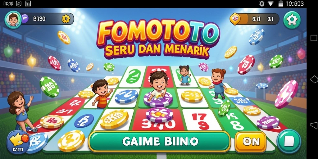 Gameplay seru FOMOTOTO dengan suasana Bingo yang mendebarkan.