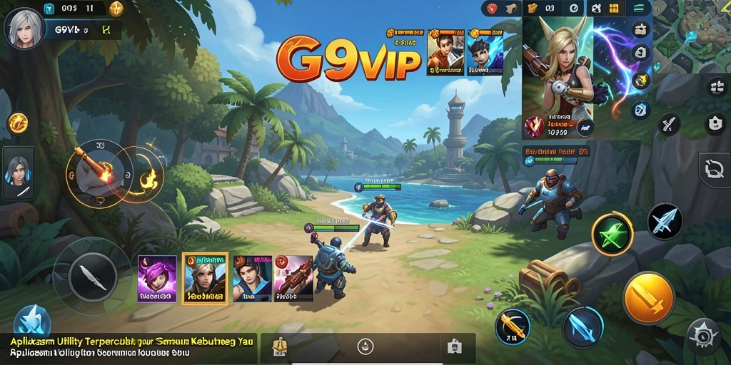 Tampilan aplikasi G9VIP dengan fitur utility lengkap.
