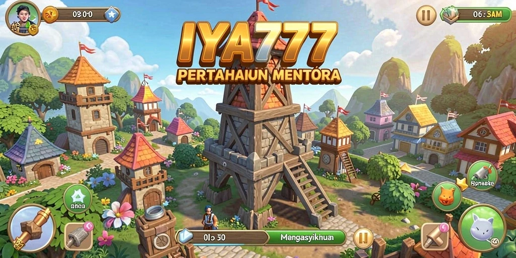 Tampilan gameplay menarik dari IYA777 saat mempertahankan menara.
