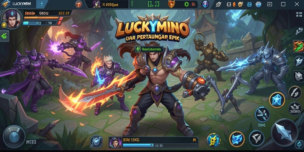 Tampilan gameplay seru dan pertarungan tim di LUCKYMINO.