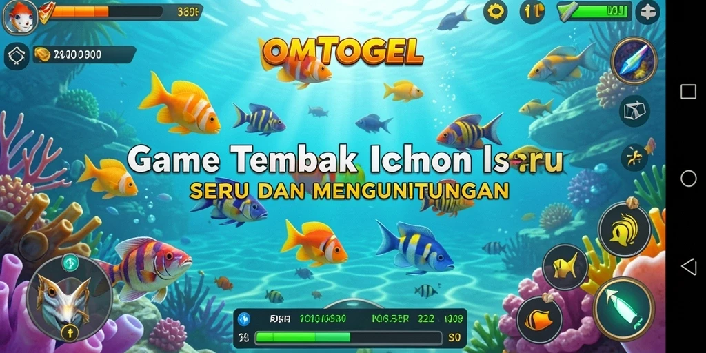 Tampilan gameplay OMTOGEL dengan aksi menangkap ikan yang seru.