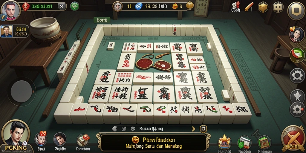 Tampilan gameplay PGKING yang dinamis dan penuh warna dalam Mahjong.