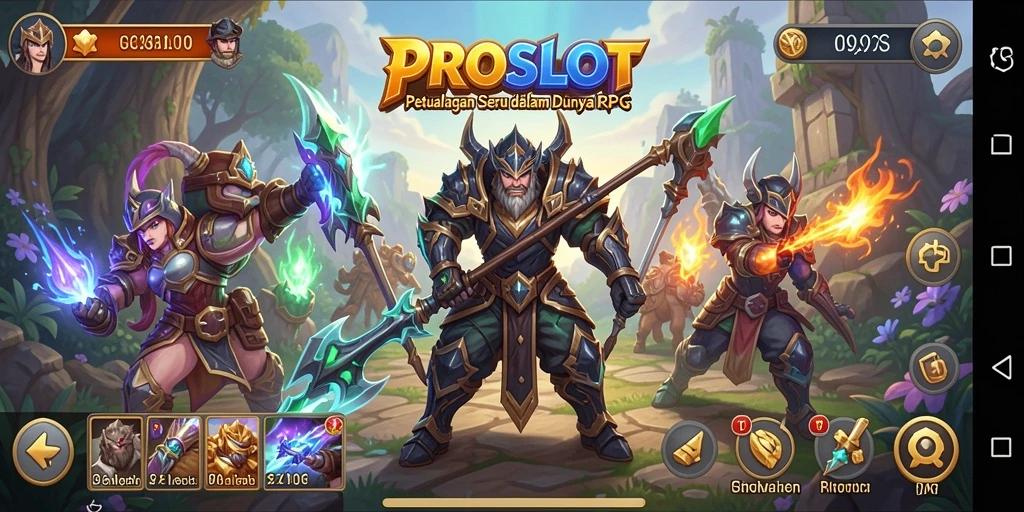Tangkapan layar gameplay PROSLOT yang menampilkan pertempuran RPG yang seru.
