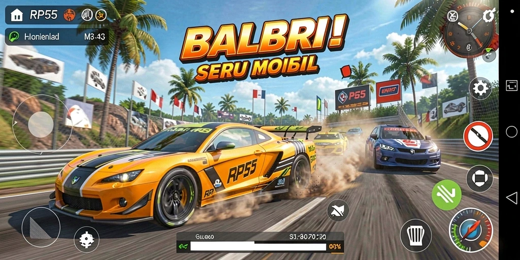 Tampilan menarik dari gameplay balap mobil di RP55.