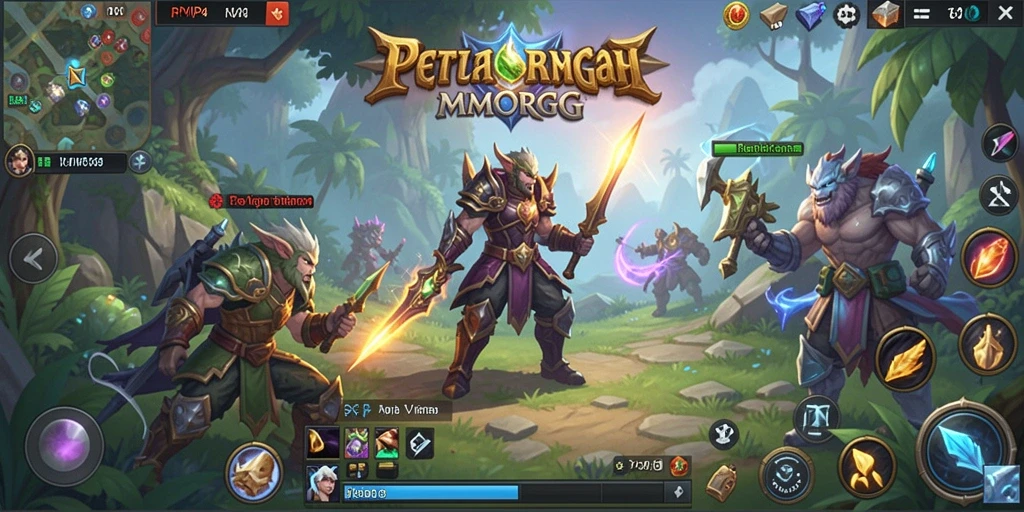 Screenshot RPVIP4 menunjukkan suasana pertempuran epik dalam dunia MMORPG.