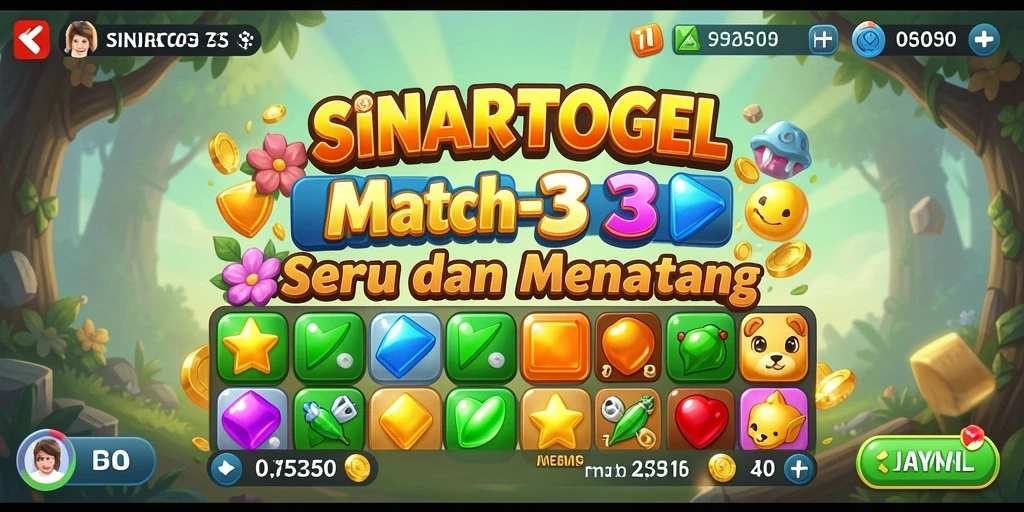 Screenshot dari gameplay seru SINARTOGEL di level Match-3.