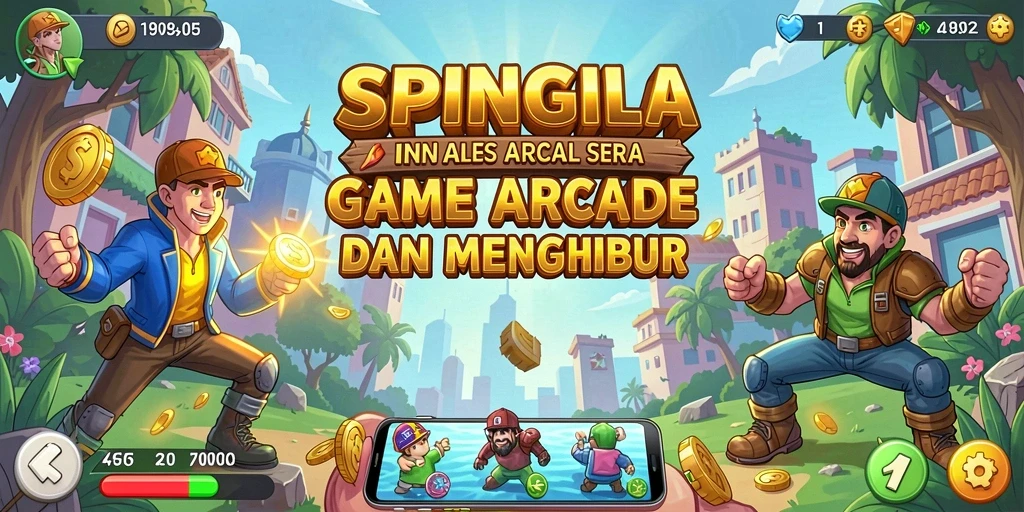 Screenshot gameplay SPINGILA yang menunjukkan keseruan level arcade.