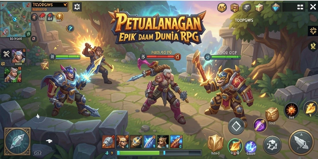Gameplay mendebarkan TOOPGWS yang penuh aksi RPG.