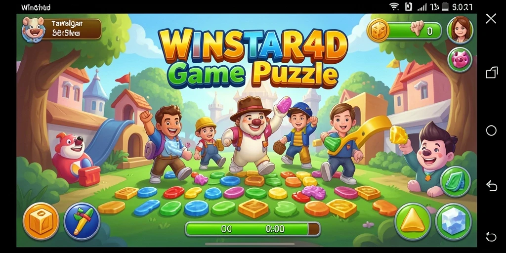 Screenshot gameplay WINSTAR4D yang menunjukkan berbagai teka-teki menarik.