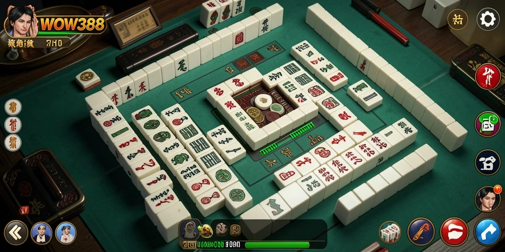 Tangkapan layar gameplay WOW388 yang menunjukkan aksi Mahjong yang mendebarkan.